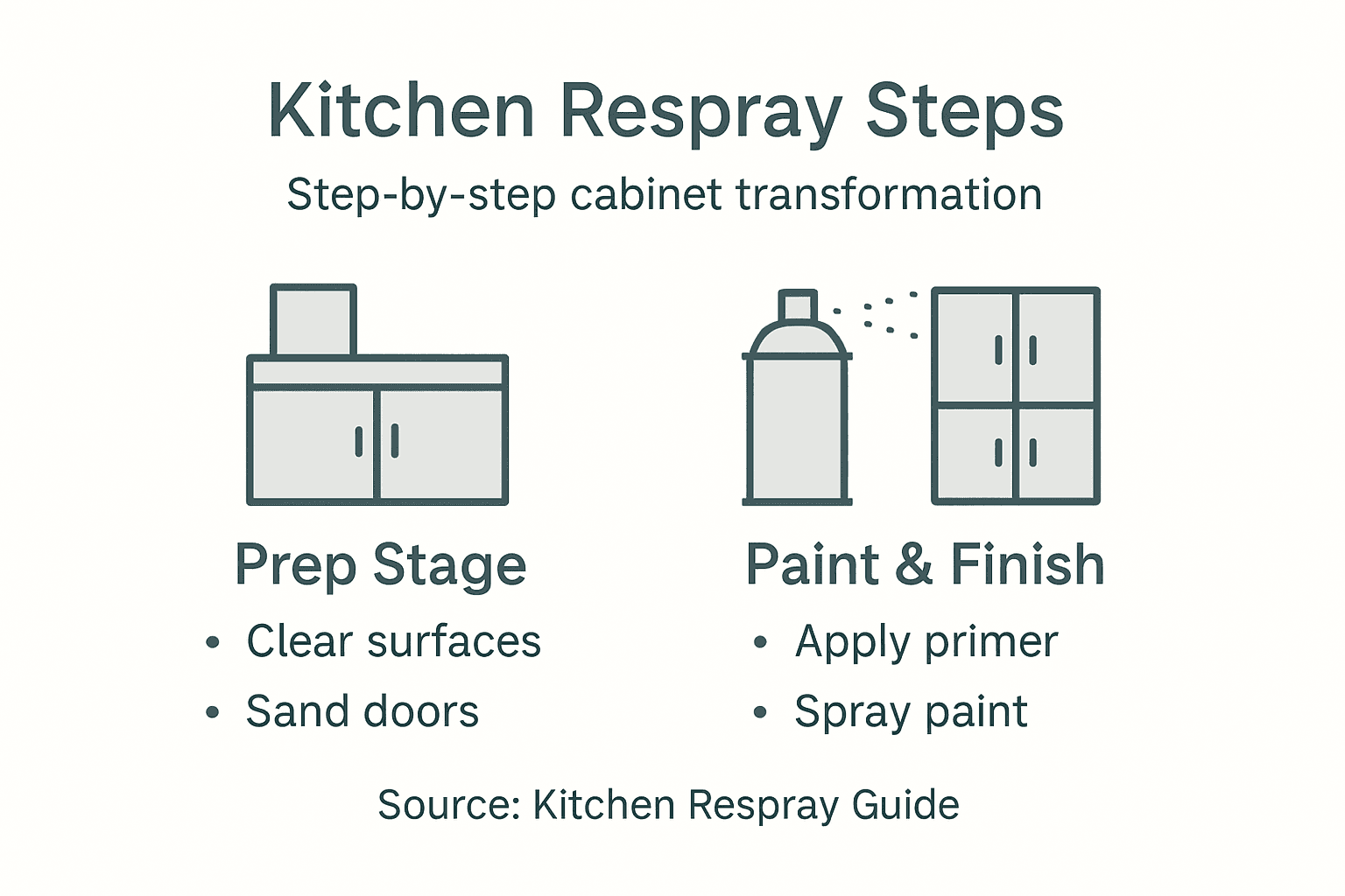 Infographic illustrating kitchen respray steps