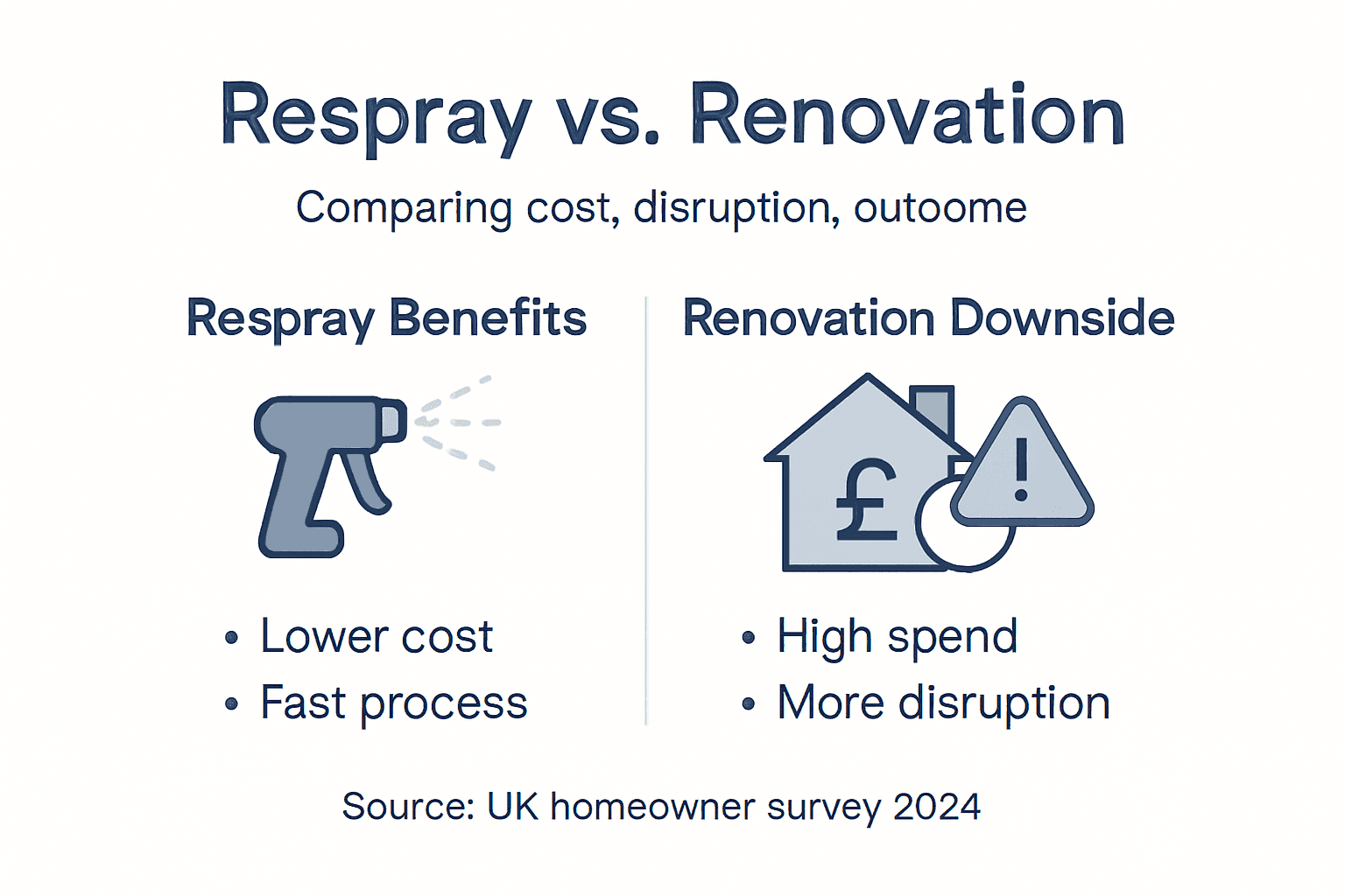 Infographic comparing kitchen respray and renovation