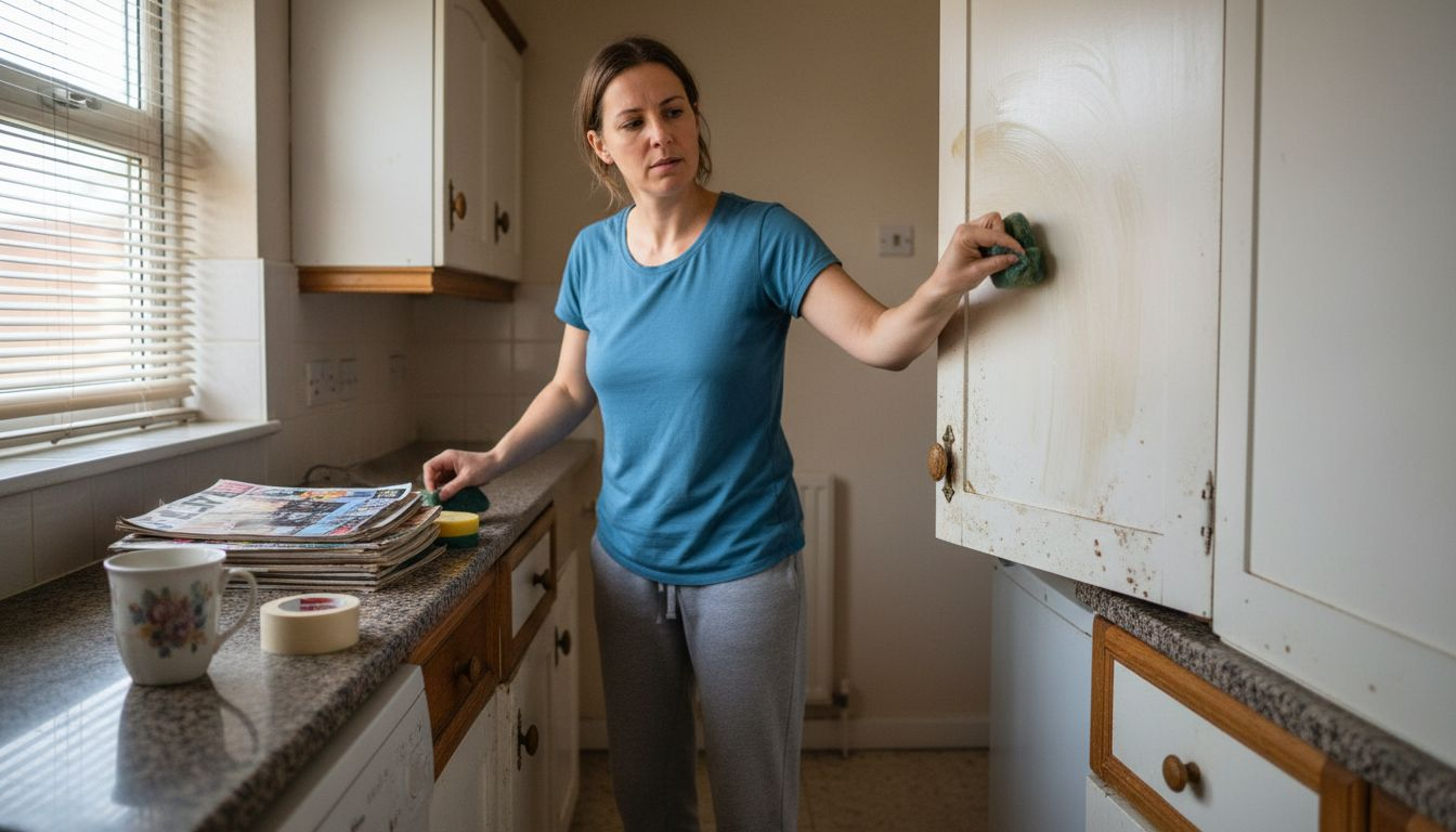 Imperfect kitchen cleaning before painting