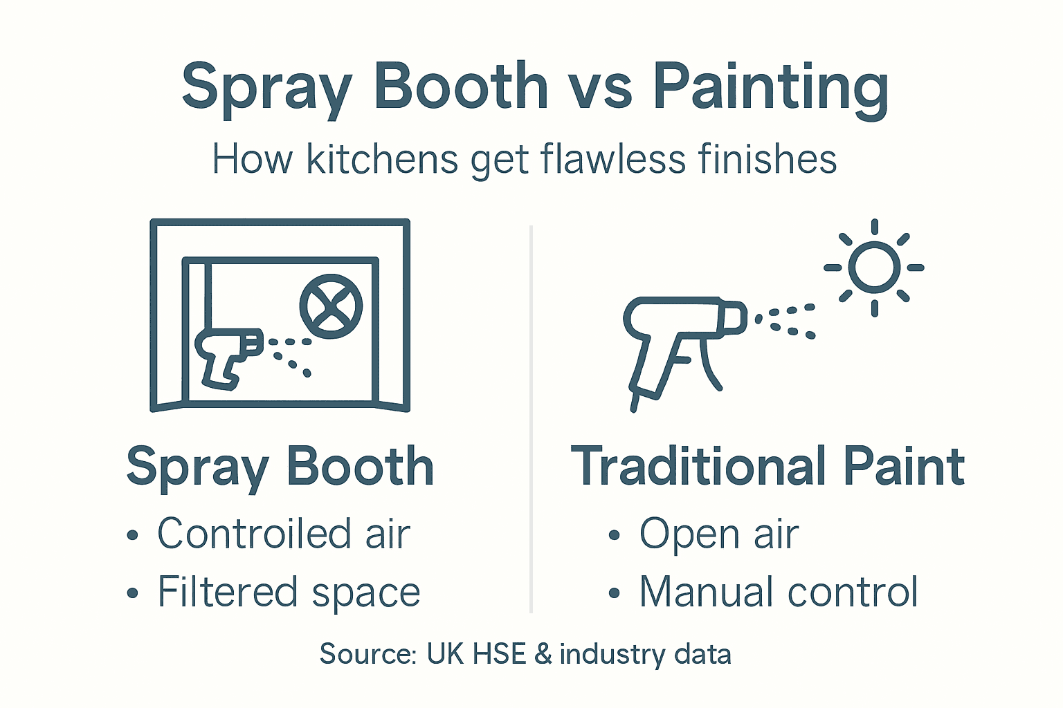 Infographic comparing spray booth and painting