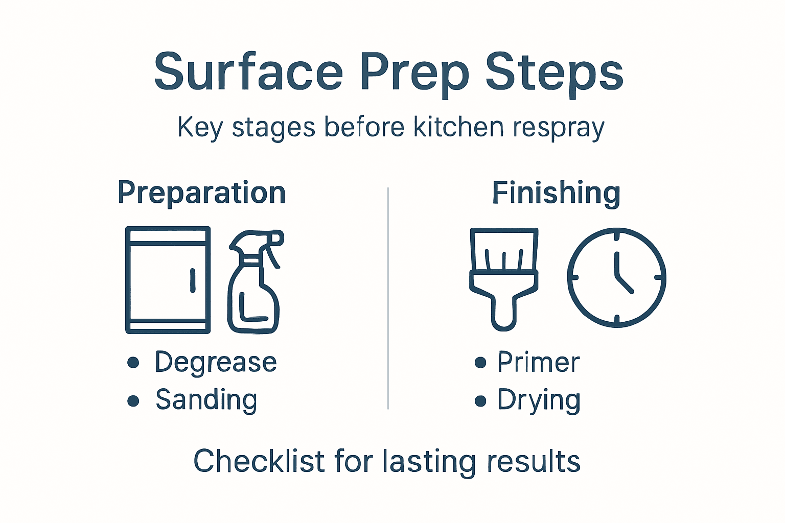 Infographic summarizing kitchen surface prep steps