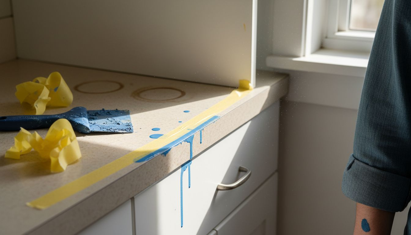 Close-up of paint bleed from poor masking