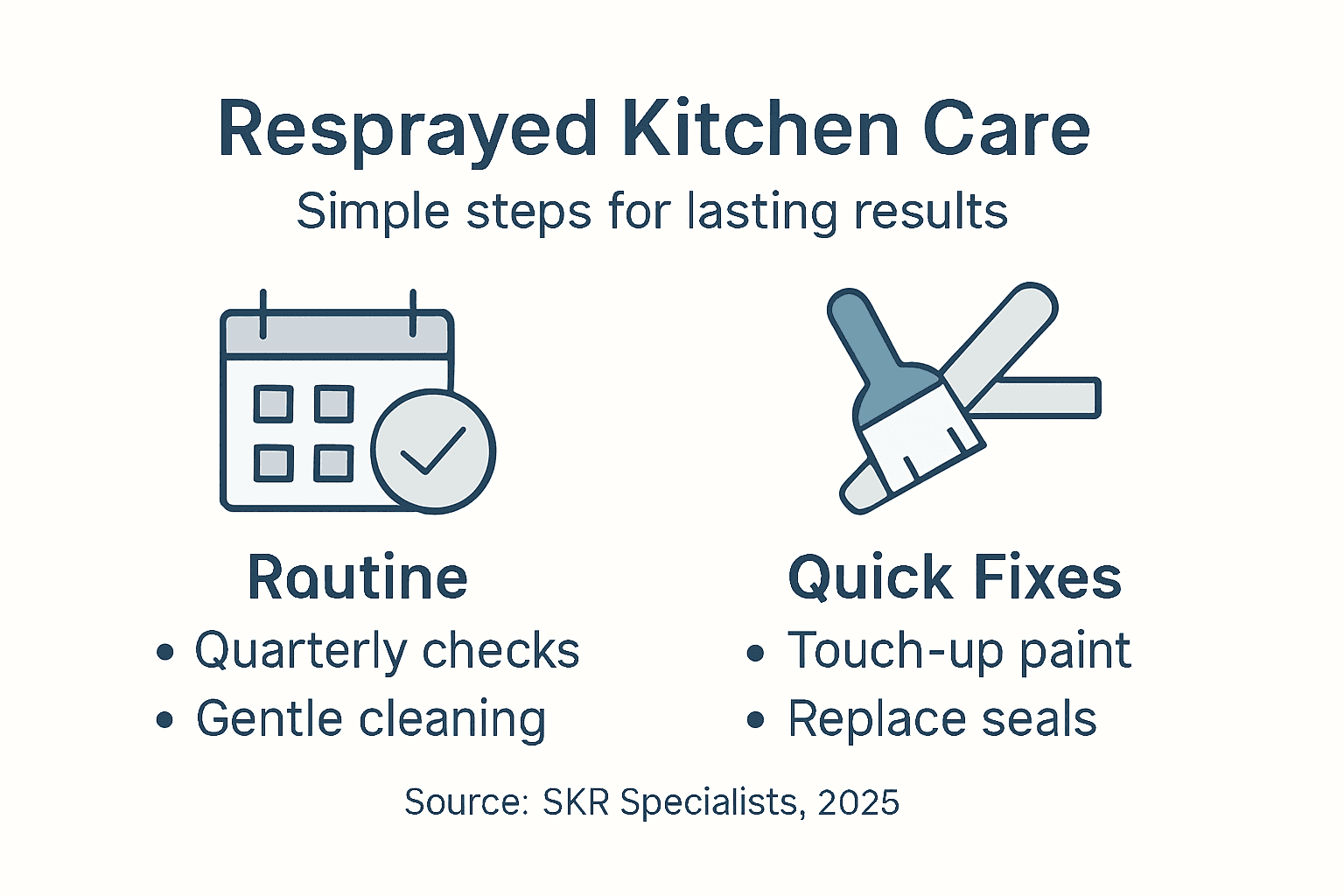Infographic outlining kitchen respray maintenance steps