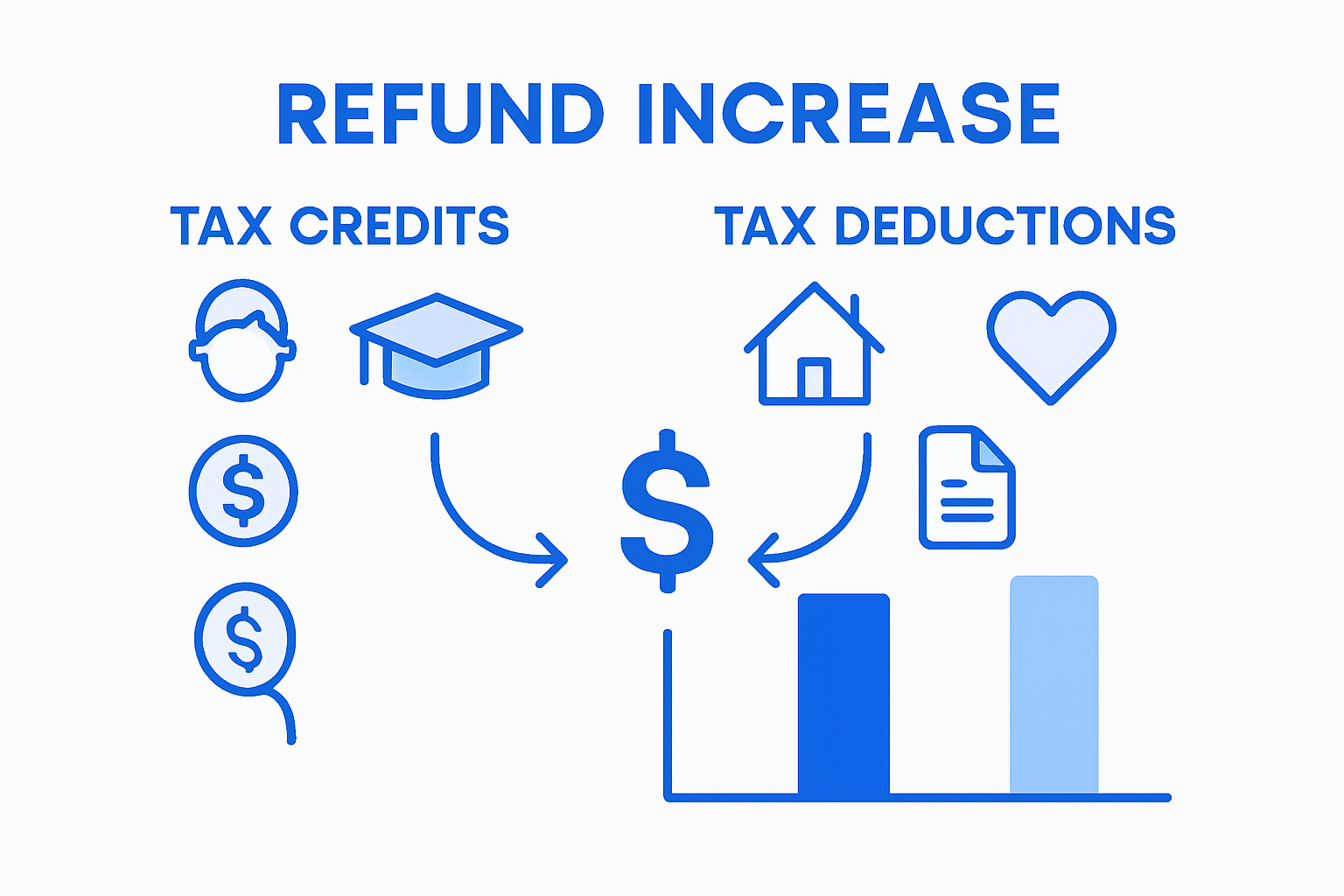 Tax credits vs deductions impact infographic