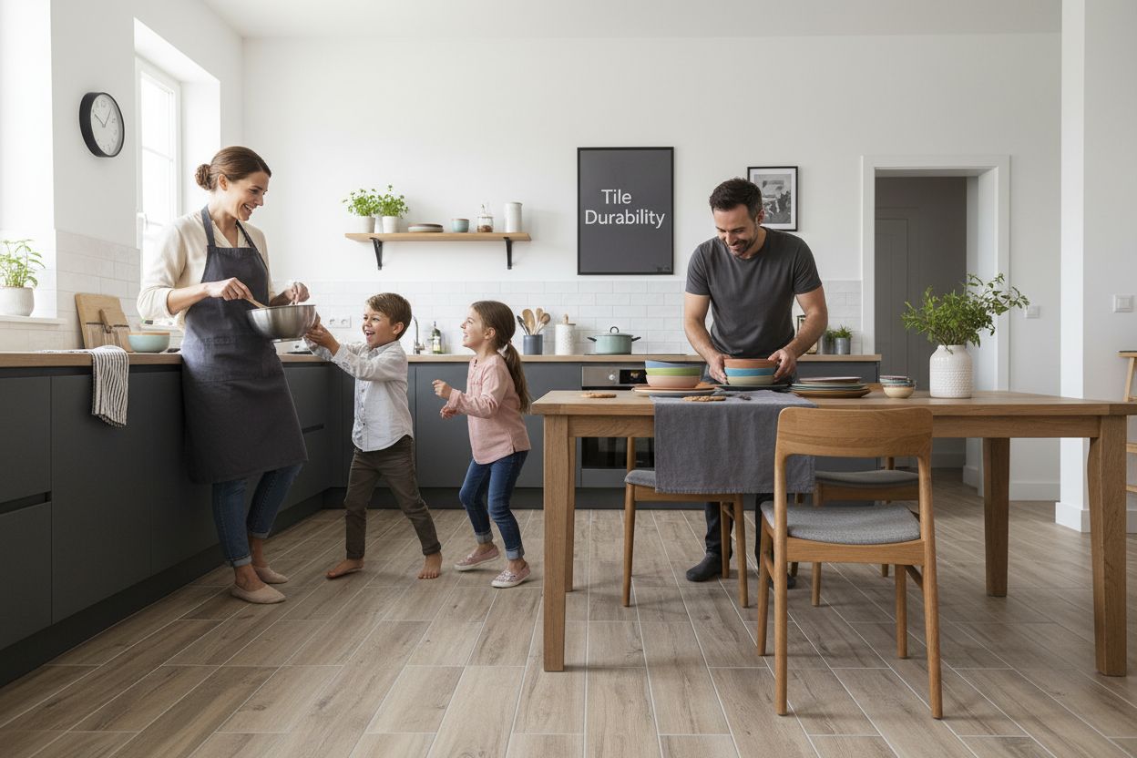 family kitchen wood-effect tile