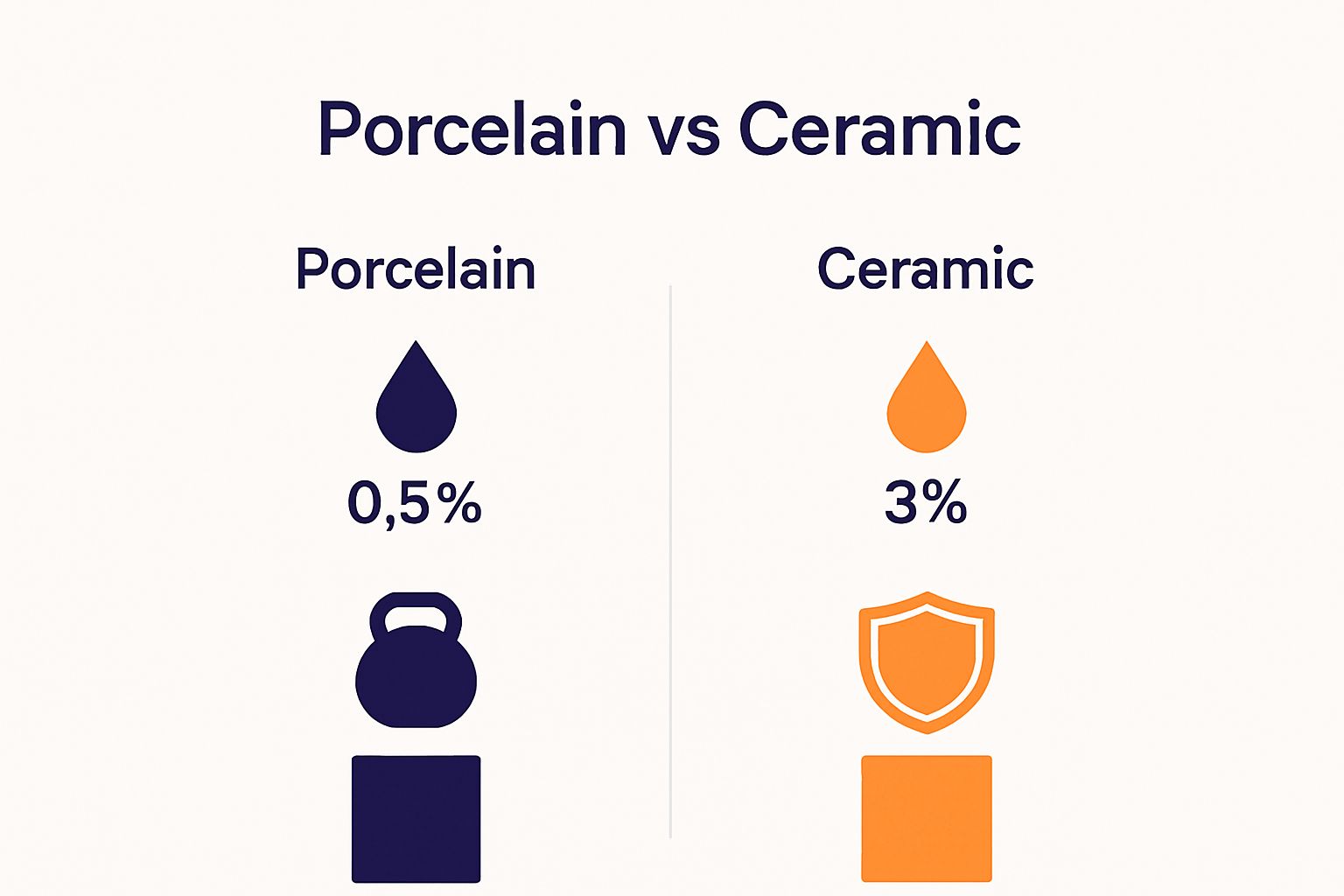 Porcelain vs ceramic tile absorption and strength comparison