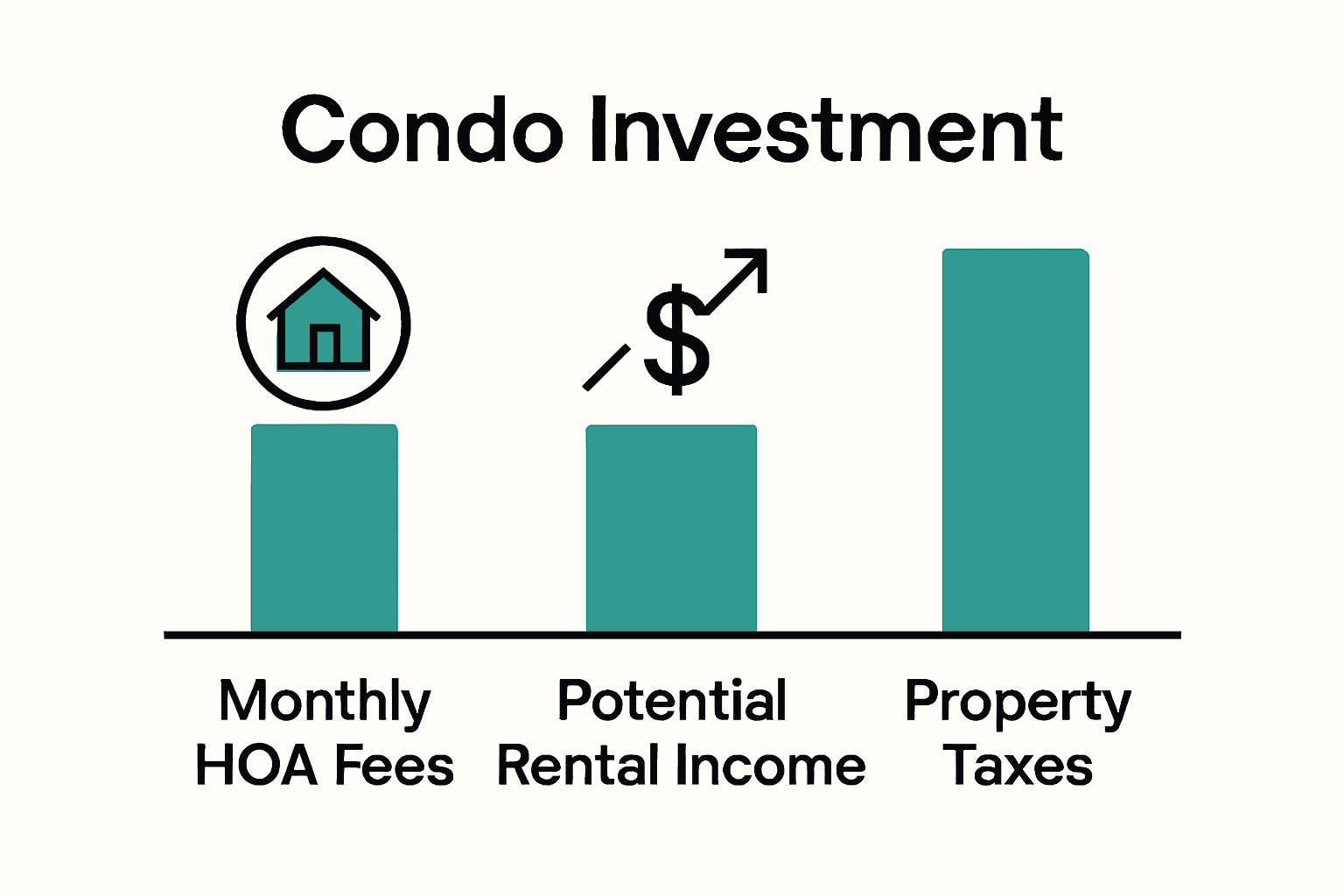 Infographic comparing HOA fees, rental income, and taxes in condo investing