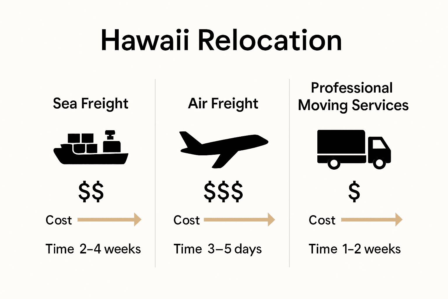 Comparison of sea, air, and professional moving services for Hawaii