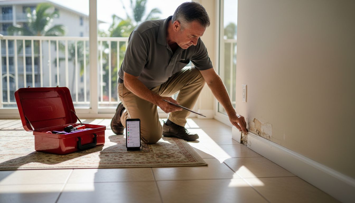 Inspector checks Oahu condo interior details