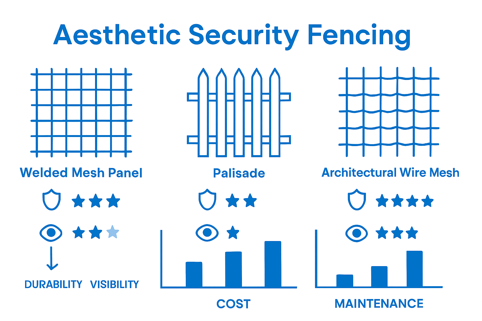 Infographic comparing security fencing materials