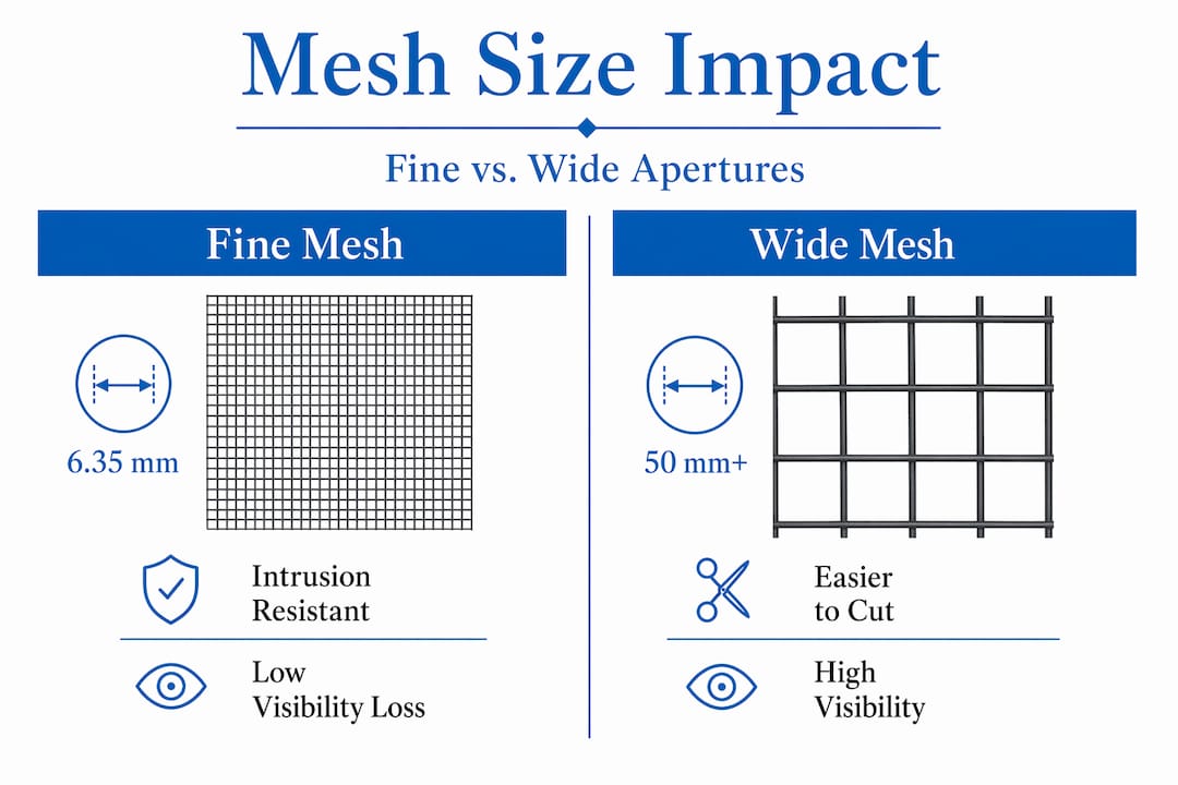 Infographic compares fine and wide mesh benefits