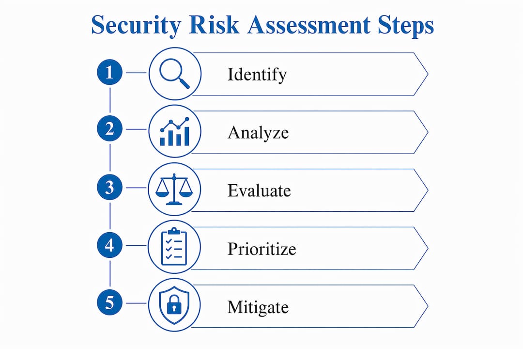Infographic illustrating security risk assessment steps