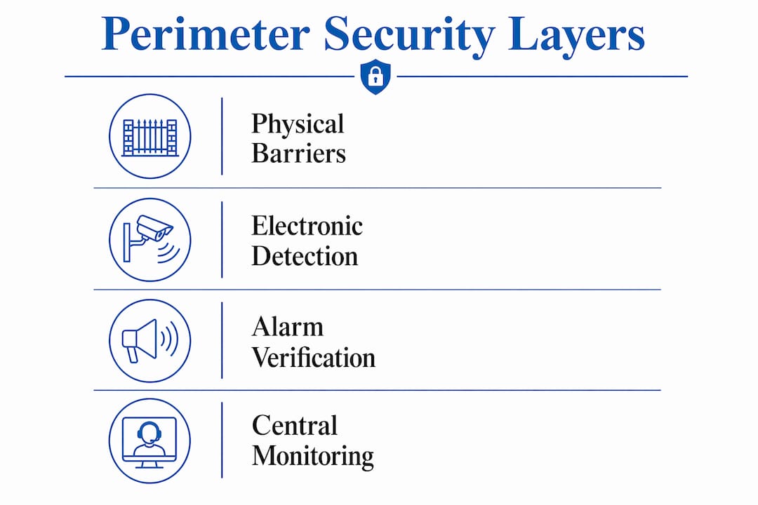 Infographic illustrating layers of perimeter security