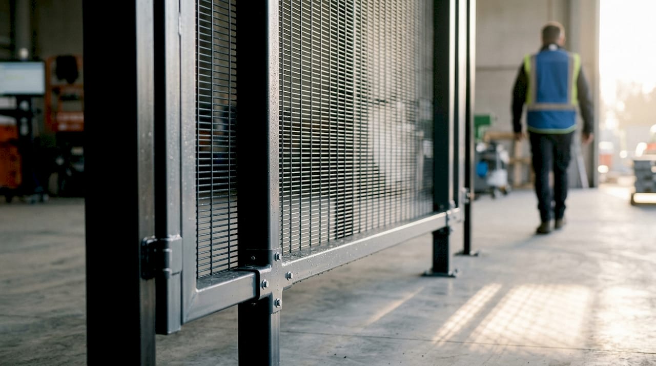 Close-up welded mesh clearview fencing panel