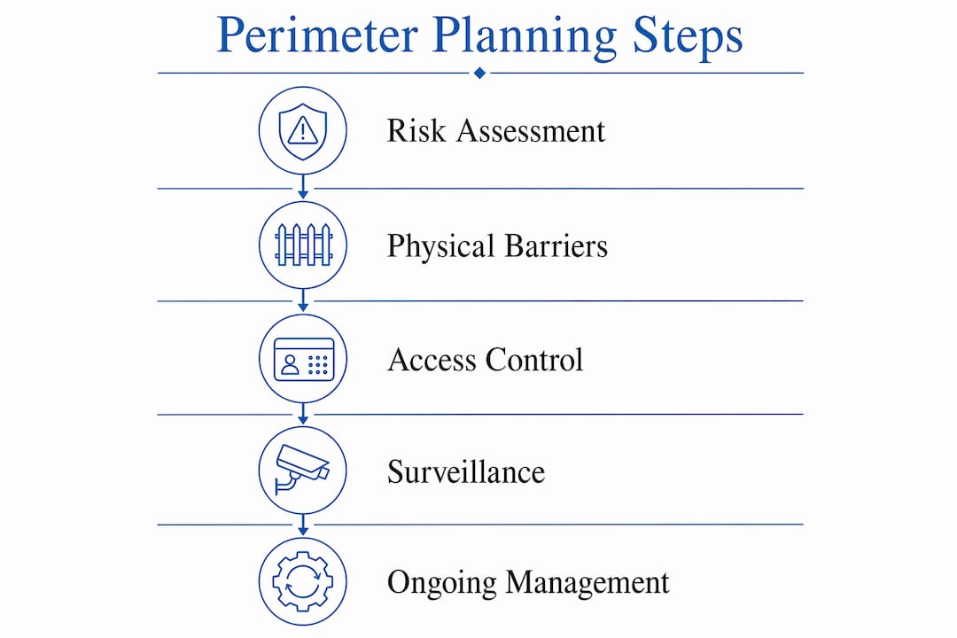 Infographic outlining secure perimeter planning steps