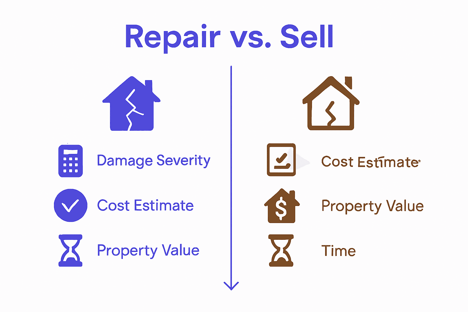 Infographic comparing repair versus sell decisions for earthquake-damaged homes in NZ