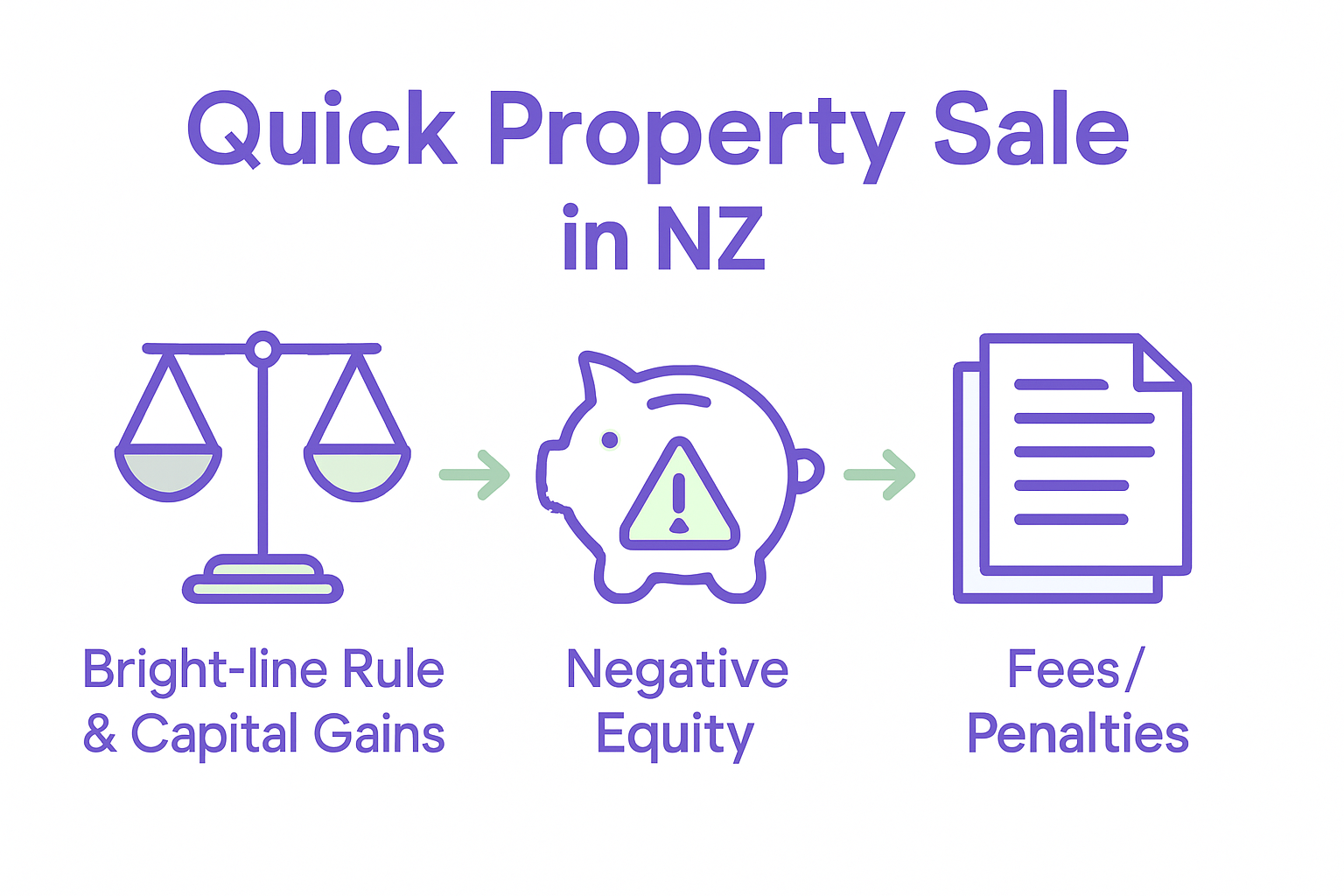 Infographic showing NZ quick sale legal and financial risks.