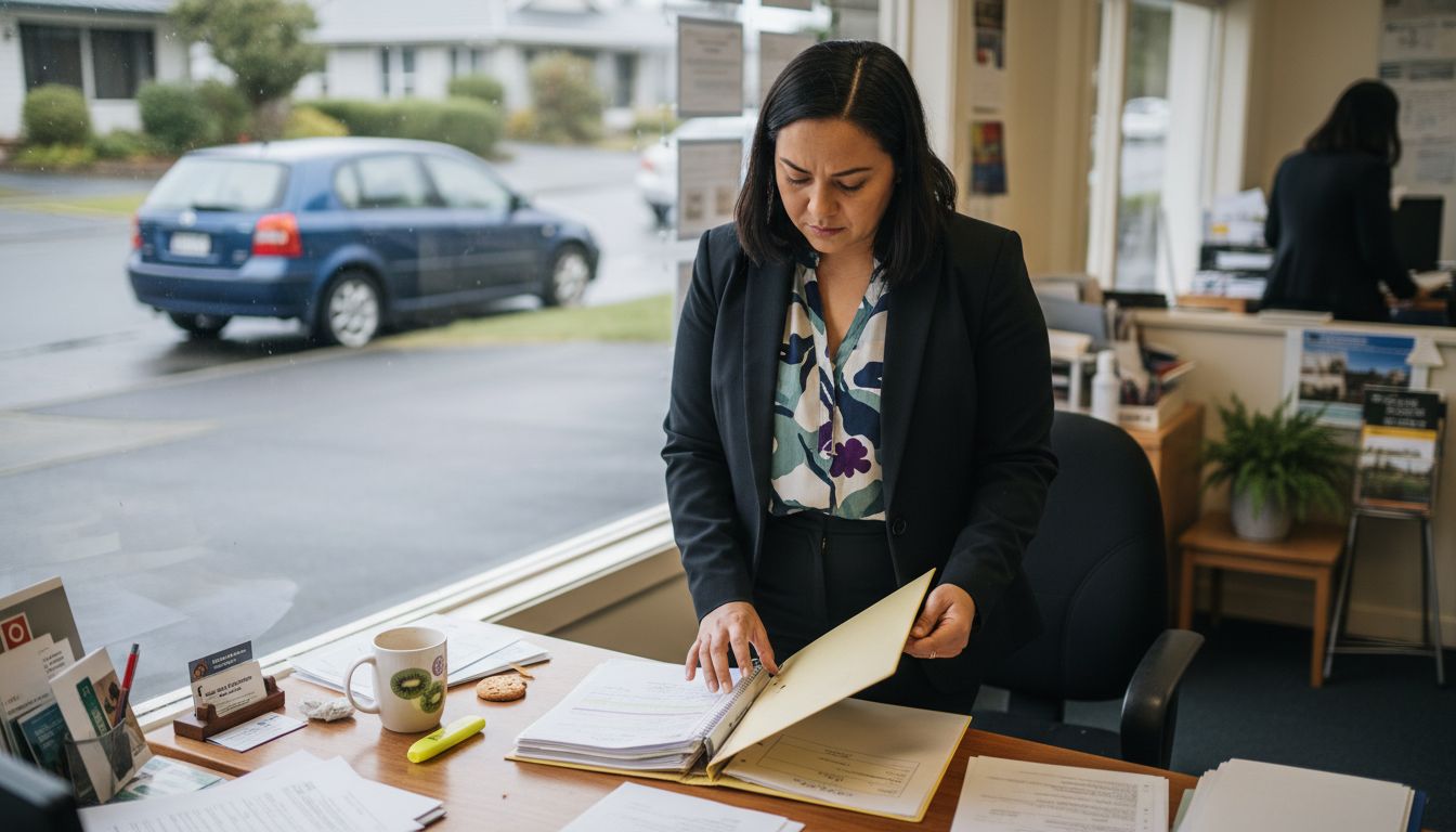 Agent checking property sale documents