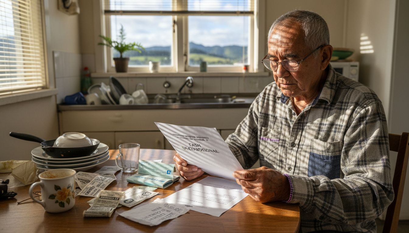 Elderly man reviewing property cash offer