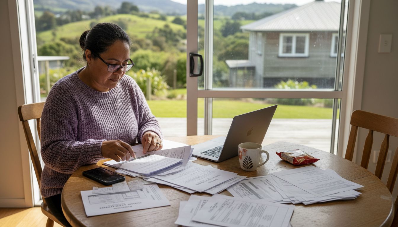 Woman organizing property sale paperwork