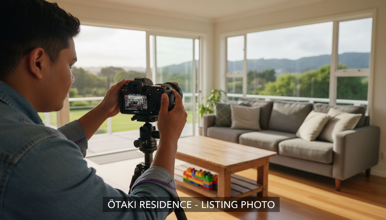 Person photographing home for property listing