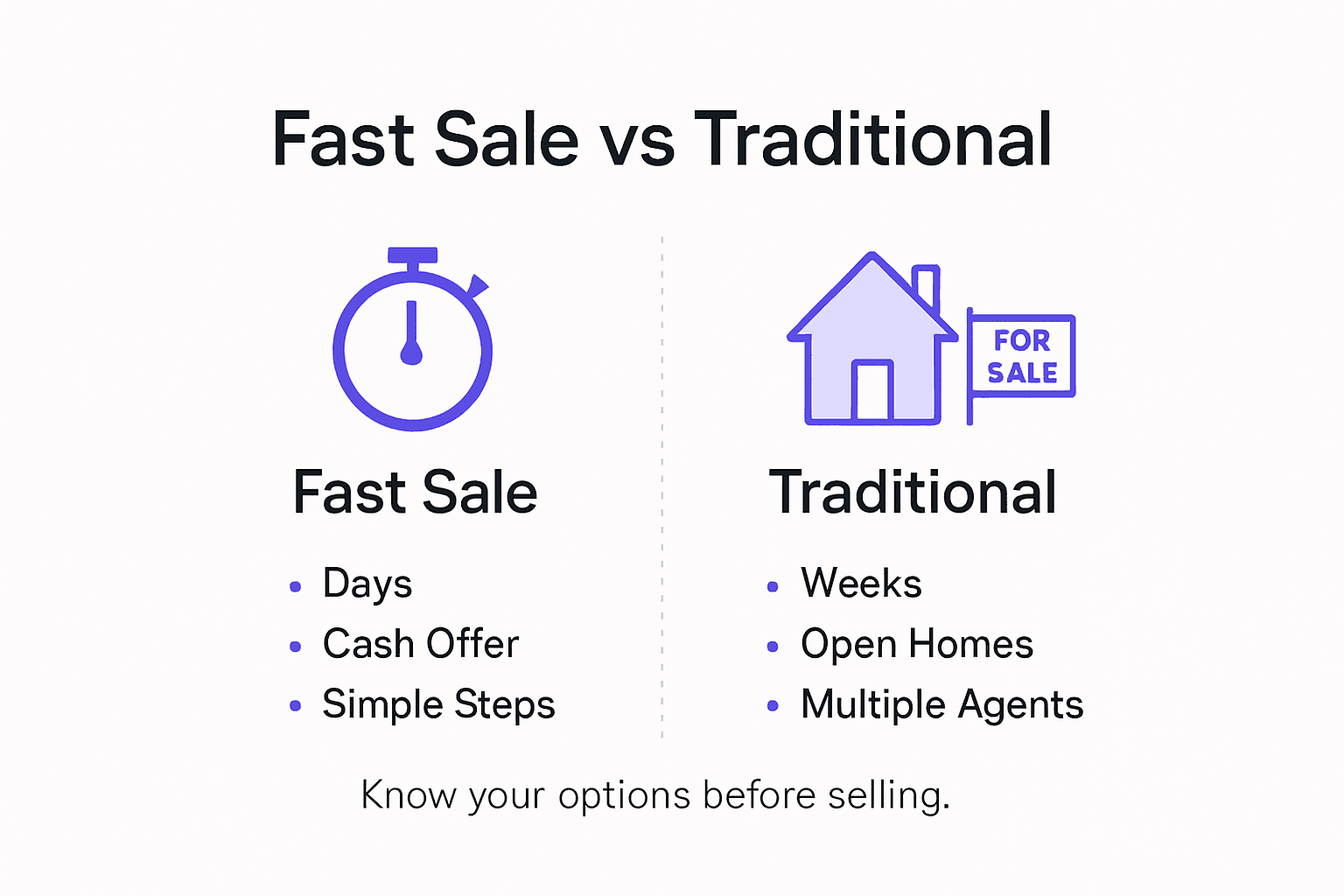 Infographic comparing fast sale and traditional sale