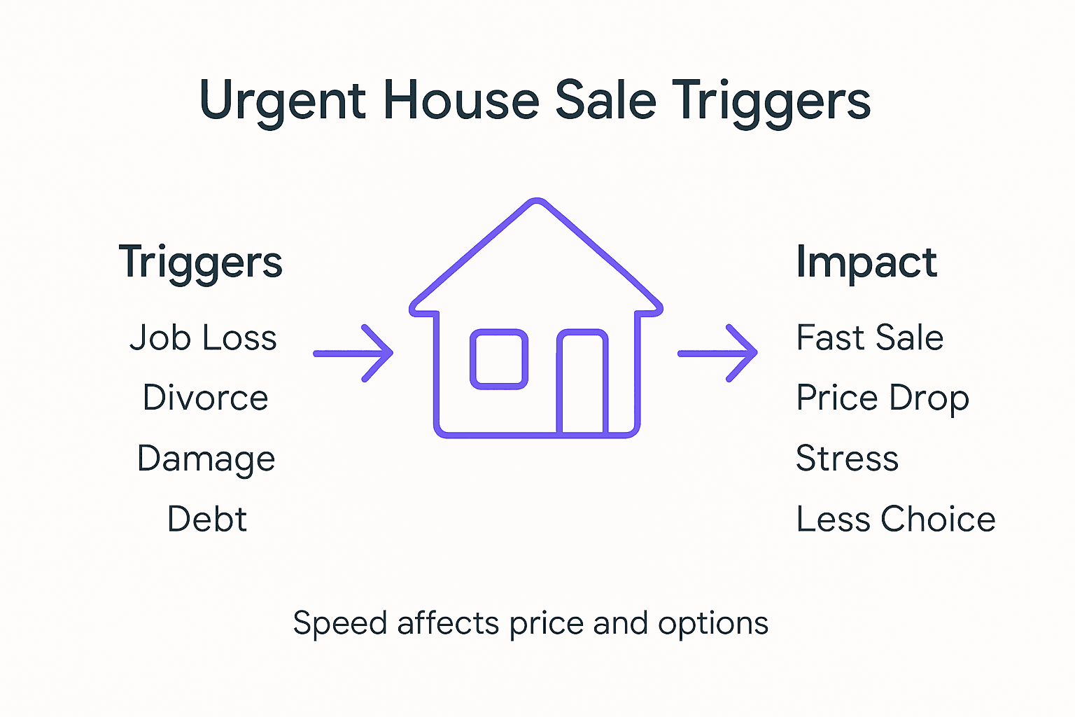 Infographic showing urgent sale triggers and impacts