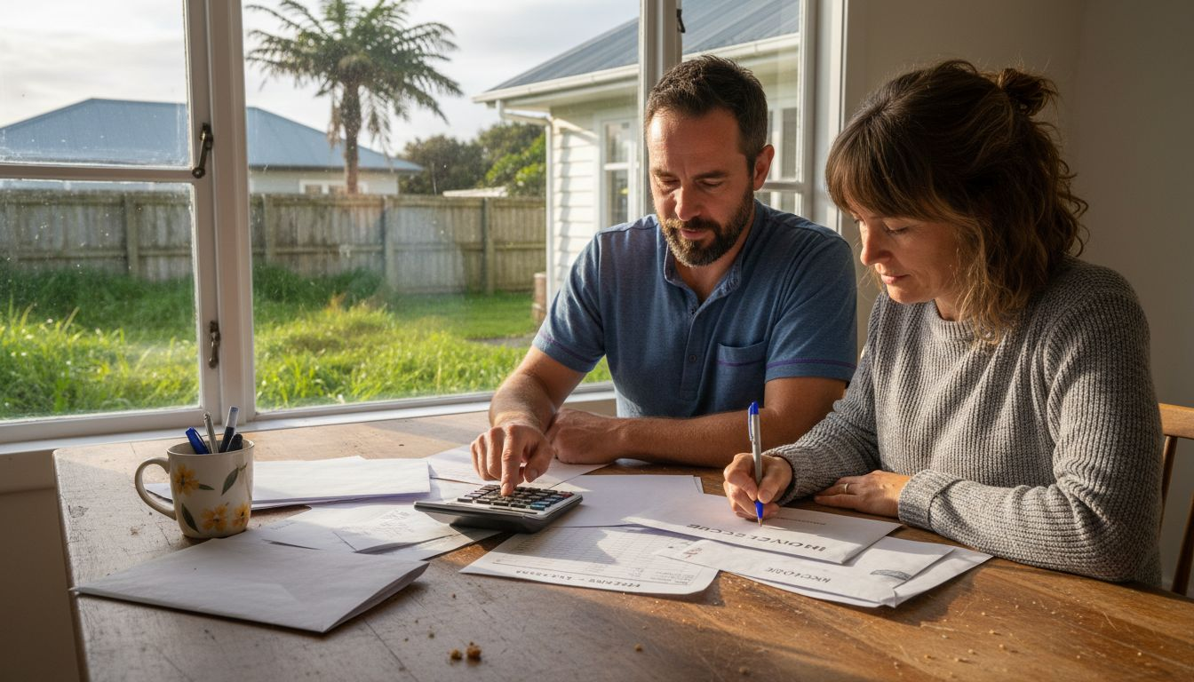 Couple reviewing home sale expenses paperwork