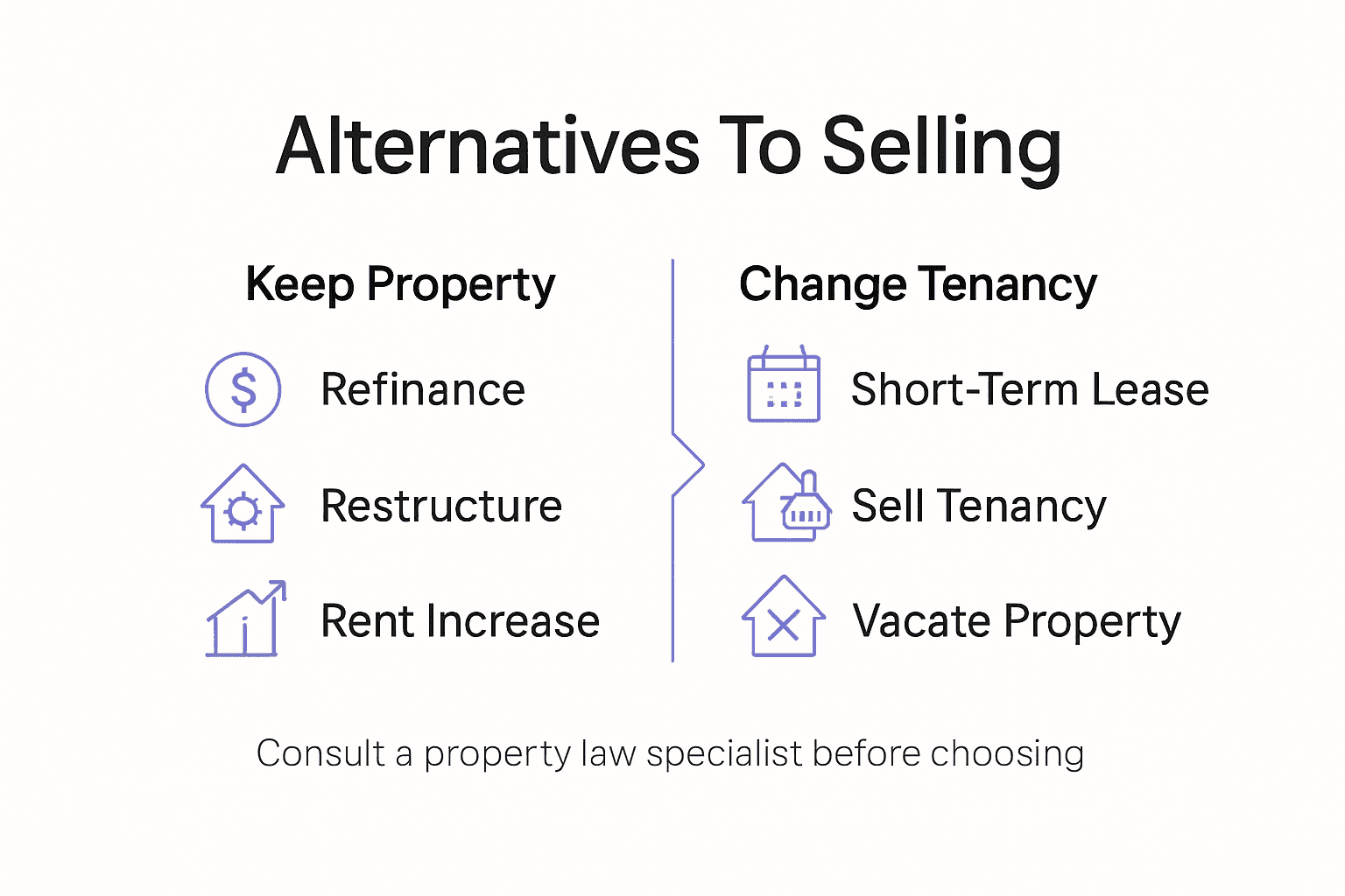 Infographic showing alternatives to selling tenanted house