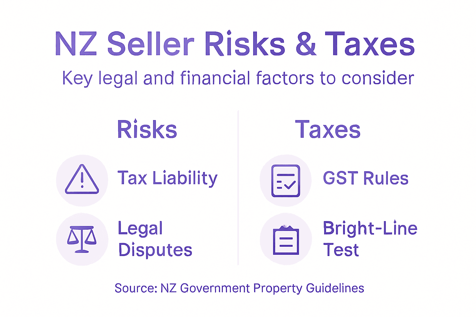 Infographic of NZ seller risks and taxes