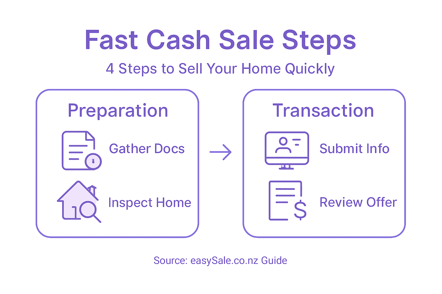 Infographic showing 4-step fast home sale process