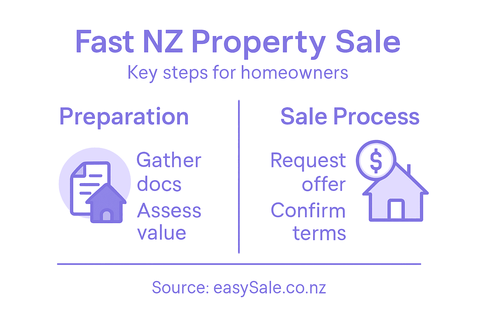 Infographic showing fast property sale steps in NZ