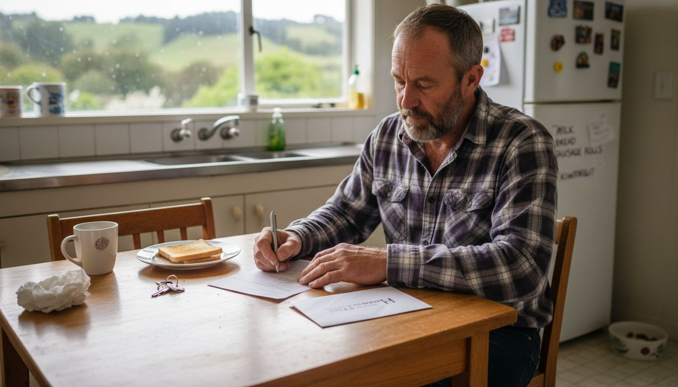 Homeowner completing property sale paperwork