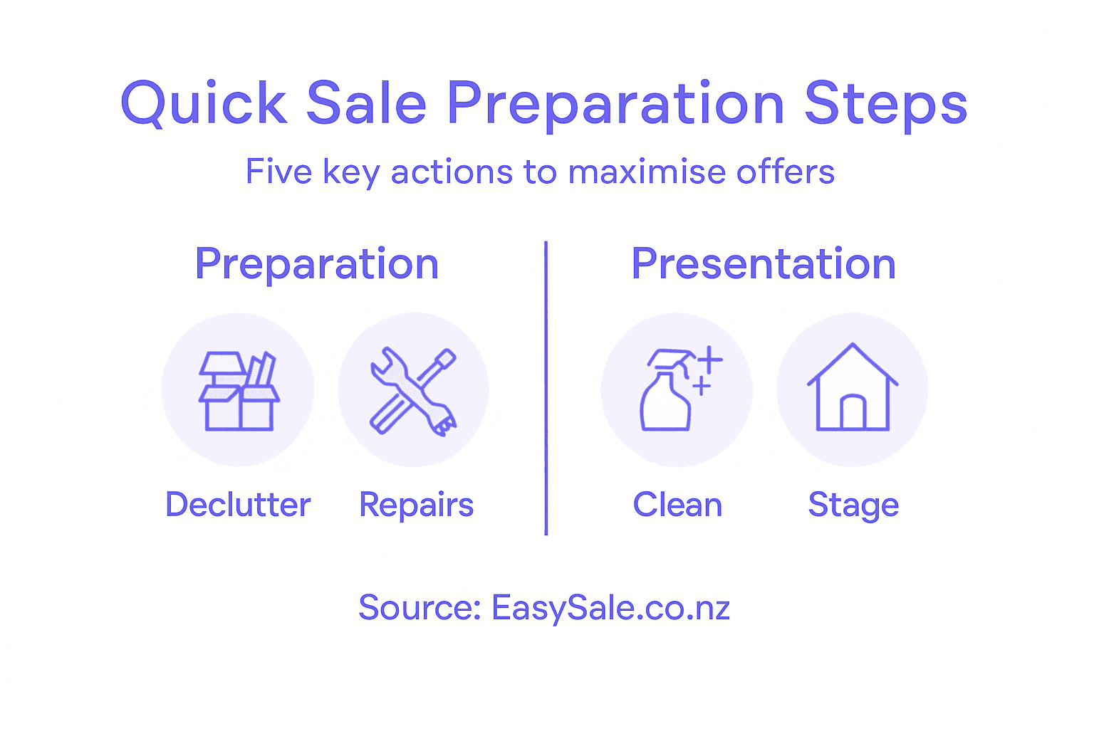 Infographic showing five house prep steps