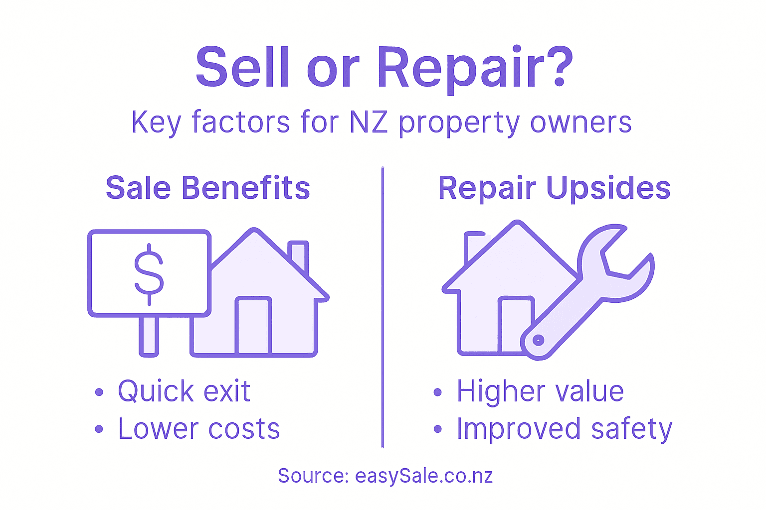 Infographic comparing property sale and repair