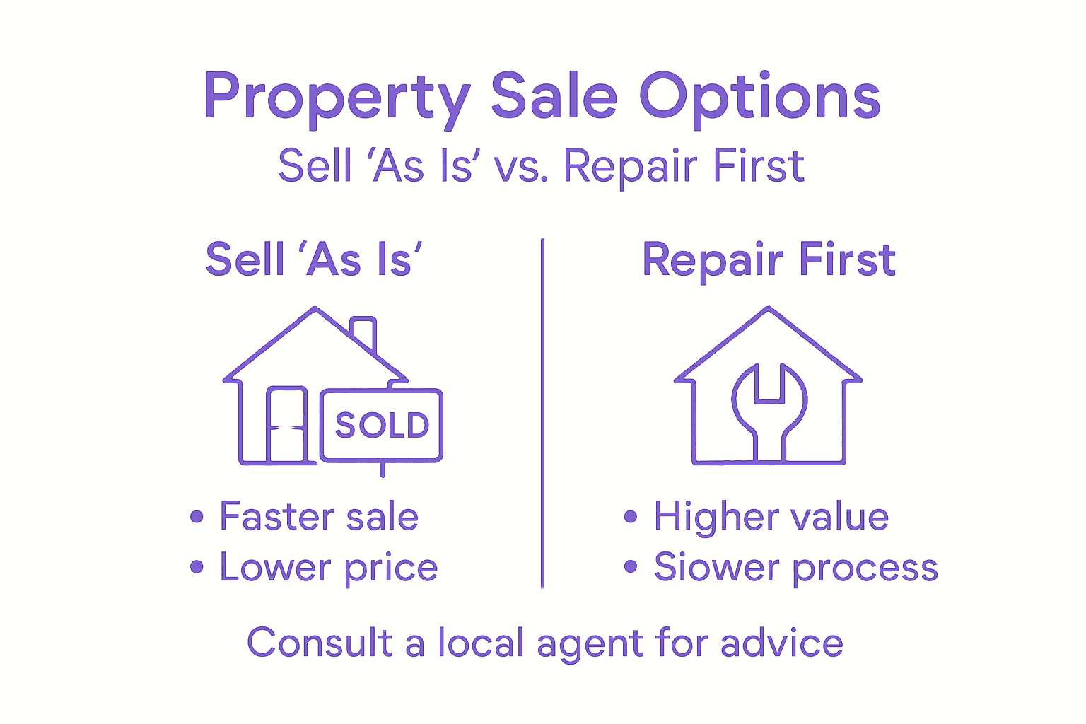 Infographic comparing selling as is and repairing