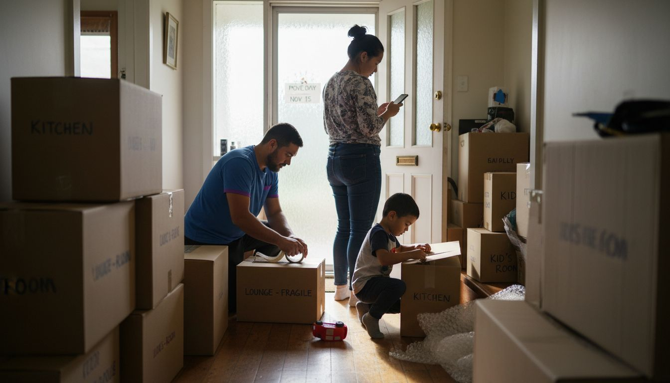 Family preparing for a fast home move