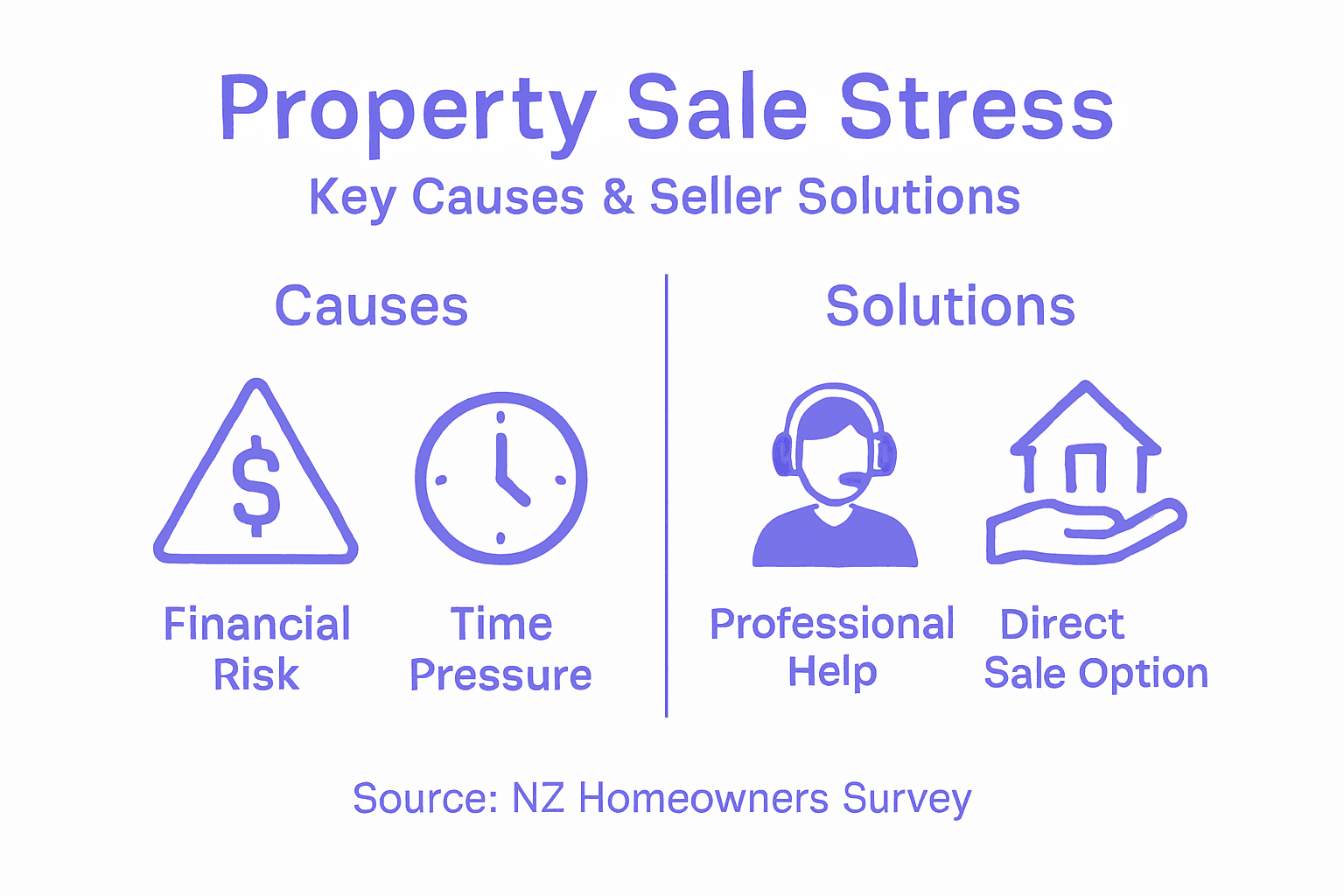 Infographic showing causes and solutions for sale stress