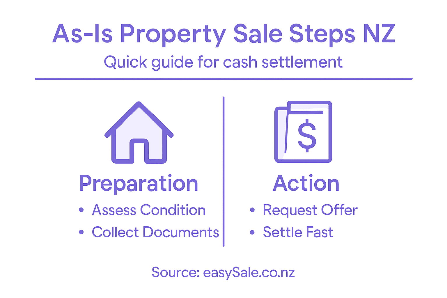 Infographic of steps to sell as-is property NZ