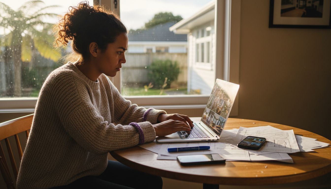 Person preparing property details for sale