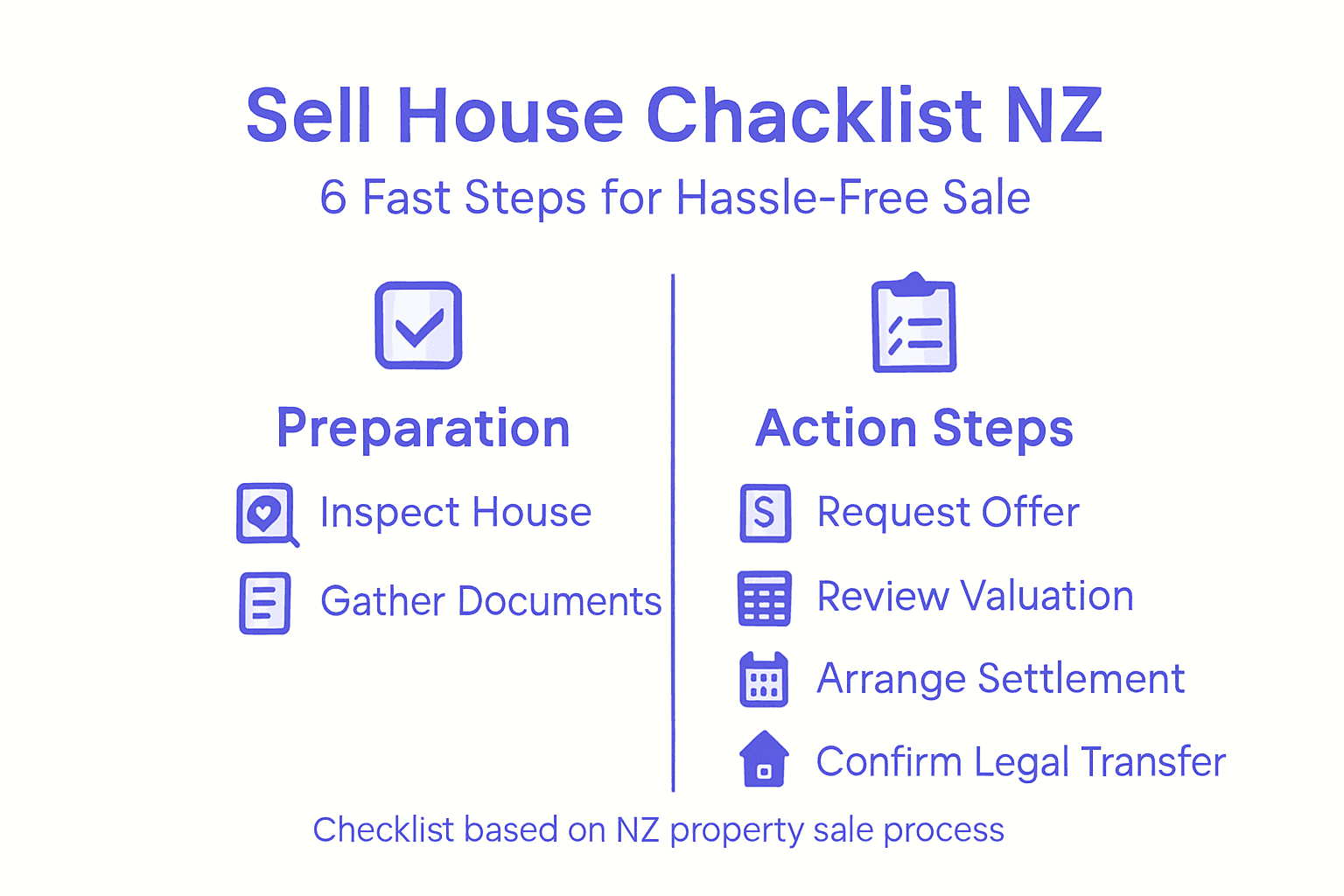 Infographic illustrating NZ house sale checklist process