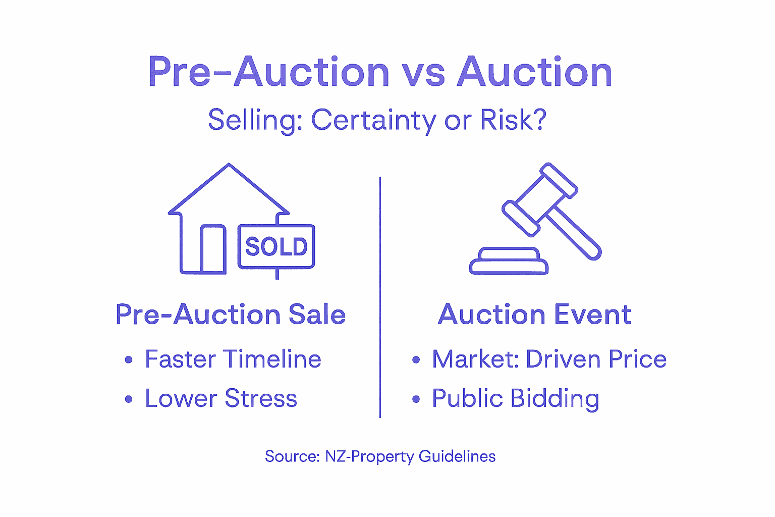 Infographic showing pre-auction versus auction comparison