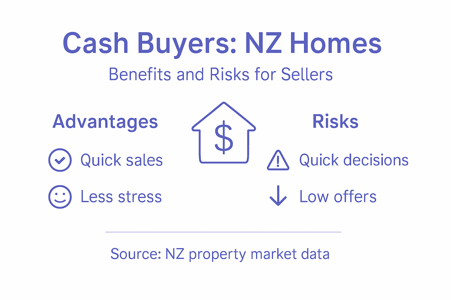 Infographic showing NZ cash buyer pros and cons