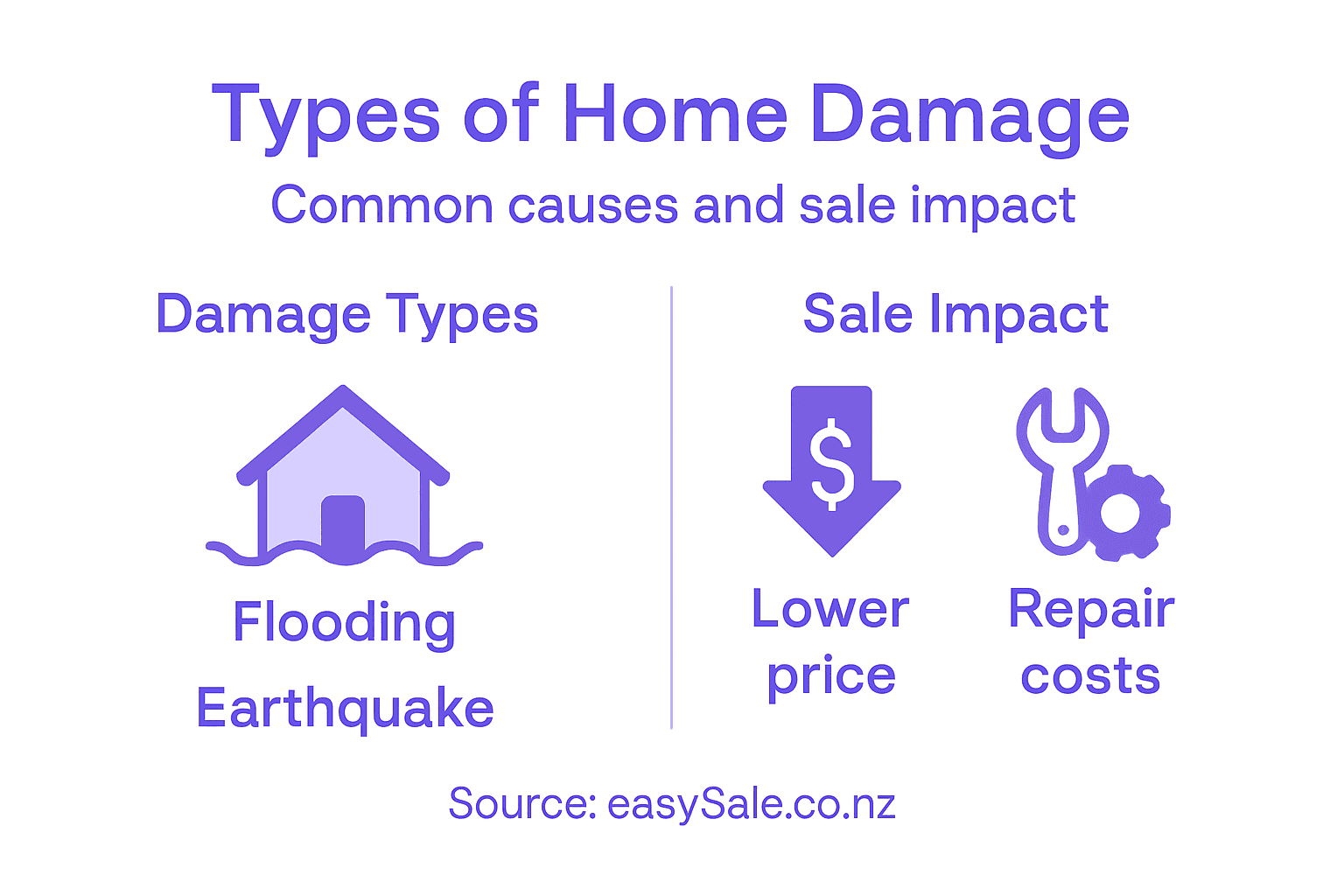Infographic with home damage types and sale impacts