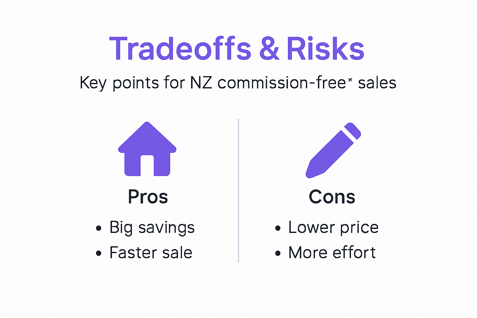 Infographic showing commission-free sale pros and cons