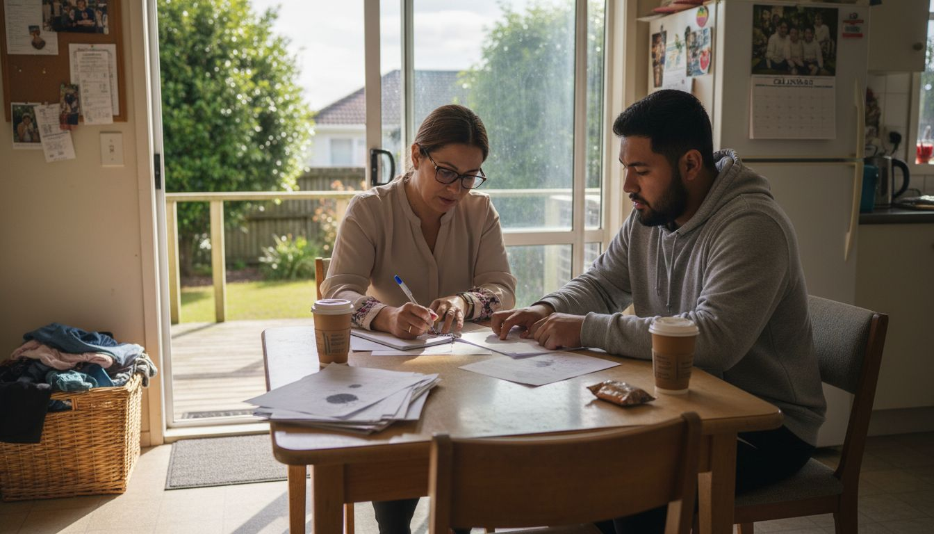Agent and seller review cash sale paperwork