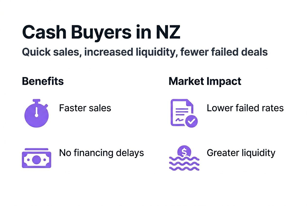 Infographic showing cash buyer impact in New Zealand