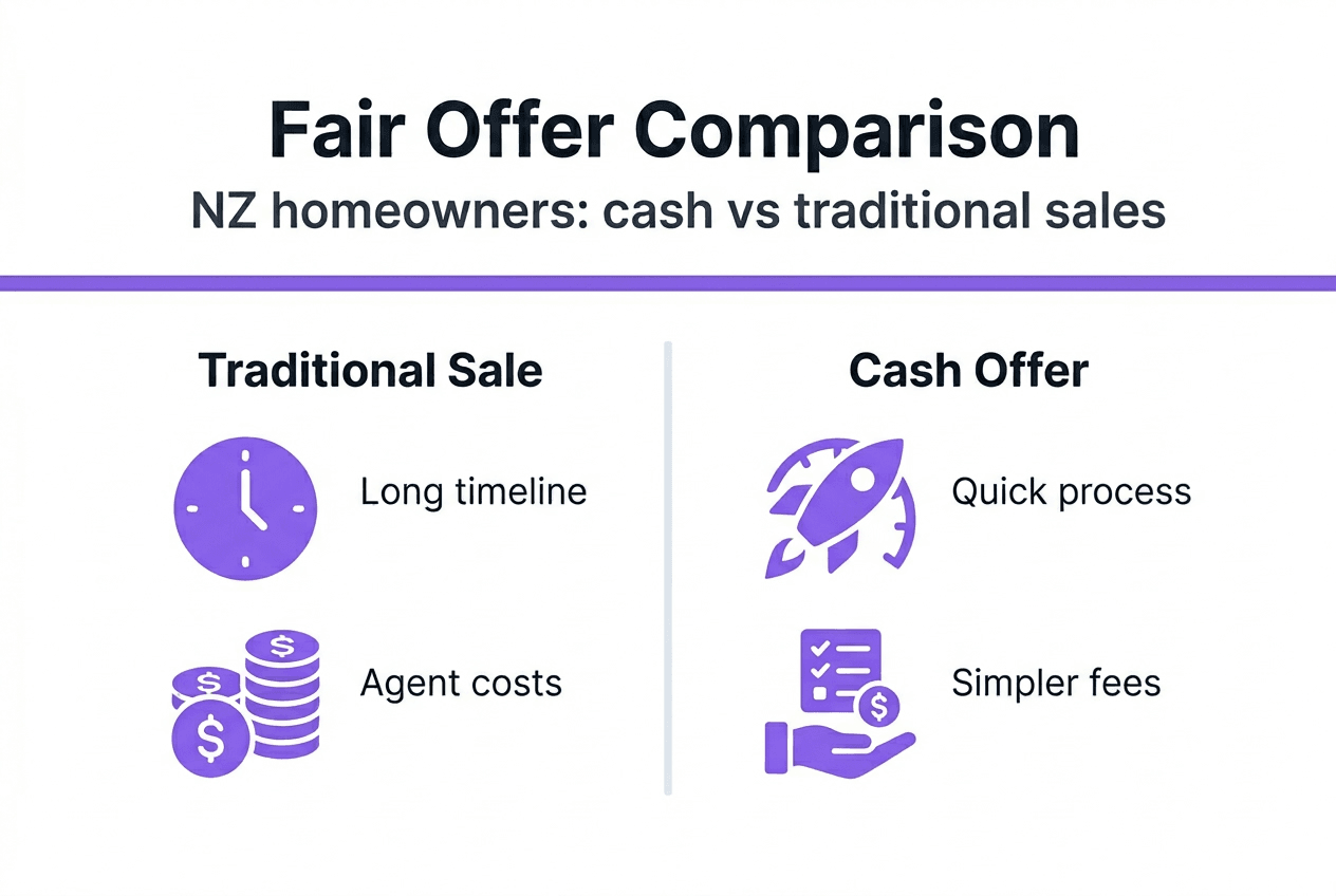 Infographic showing cash and traditional sale comparison