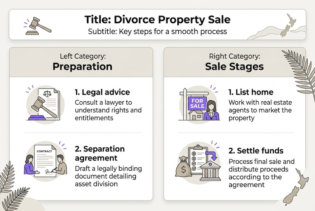 Infographic of NZ divorce property sale steps