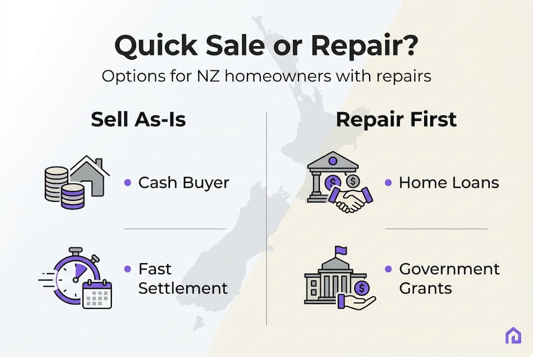 Infographic comparing home sale and repair options